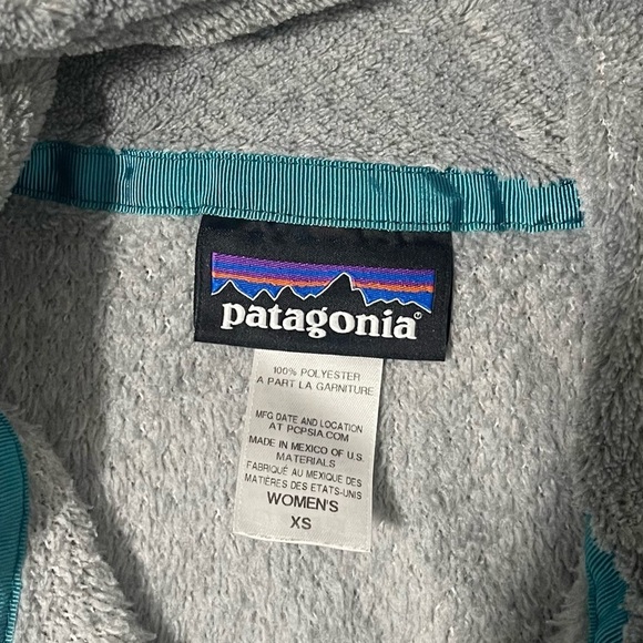 Patagonia Women’s XS Gray Turquoise Retool 1/4 Snap Fleece Pullover Outdoor - Picture 4 of 5
